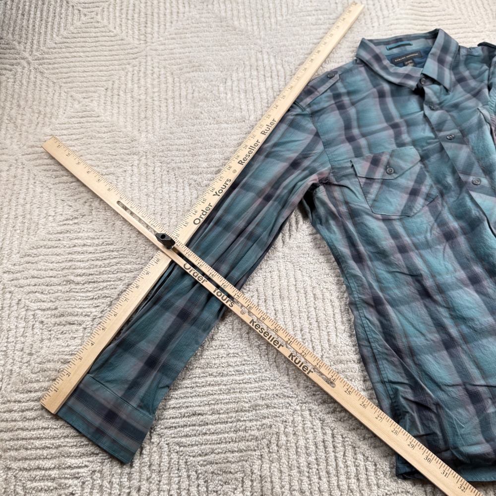 Banana Republic Button Down Shirt Men L Plaid Slim Grunge Indie Preppy Military - Picture 5 of 13